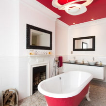 Red ceiling in the interior: features and photo selection-3