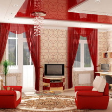 Red ceiling in the interior: features and photo selection-6