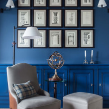 Kék szín a belső térben: kombináció, stílusválasztás, dekoráció, bútorok, függönyök és dekor-0