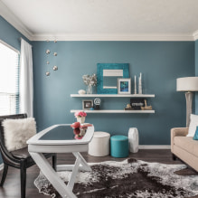 Kék szín a belső térben: kombináció, stílusválasztás, dekoráció, bútorok, függönyök és dekor-2