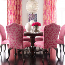 Ружичасти ентеријер собе: комбинација, избор стила, декорација, намештај, завесе и декор-6