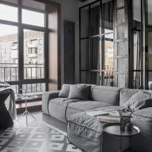 Gray sofa in the interior: types, photos, design, combination with wallpaper, curtains, decor-4