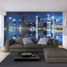 Tapete für Wände mit Städten: Typen, Designideen, Fototapete, 3d, Farbe, Kombination-2