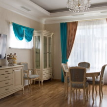 Combined curtains: types, design, ideas of combinations of fabrics, decoration-3
