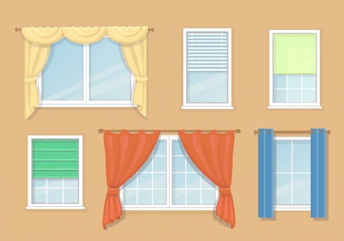 Ablakfüggönyök típusai: osztályozás leírással, opciók típus szerint, függönyök és függönyök anyaga