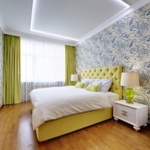 Plasterboard ceilings for the bedroom: photo, design, types of forms and structures-2