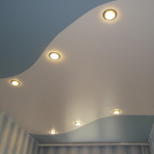 Combined stretch ceilings: combination in color, texture, with other materials, multilevel-2