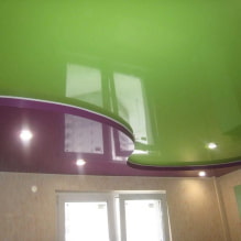Combined stretch ceilings: combination in color, texture, with other materials, multilevel-4
