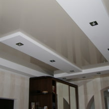 Combined plasterboard and stretch ceilings: design, color combinations, photo in the interior-3