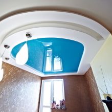 Combined plasterboard and stretch ceilings: design, color combinations, photo in the interior-4