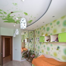 Combined plasterboard and stretch ceilings: design, color combinations, photos in the interior-5