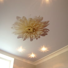 Satin stretch ceilings: pros and cons, types, colors, design, lighting, photos in the interior-3