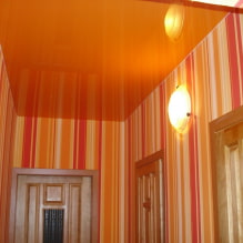 Истегнути плафон у ходнику и ходнику: врсте конструкција, текстуре, облици, осветљење, боја, дизајн-2