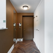 Истегнути плафон у ходнику и ходнику: врсте конструкција, текстуре, облици, осветљење, боја, дизајн-6