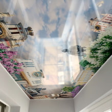 Stretch ceilings with photo printing: types, design ideas, drawings (nature, flowers, animals, etc.), lighting-2