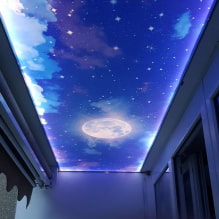 3D hatású feszített mennyezetek: rajz és rajzok, példák a szobák belső terében-1