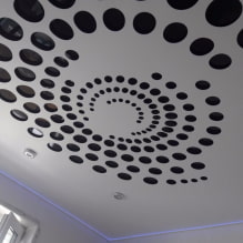 Black and white stretch ceiling: types of structures, textures, shapes, design options-6