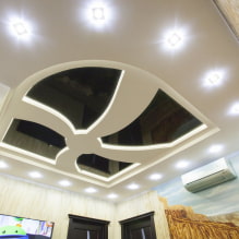 Black and white stretch ceiling: types of structures, textures, shapes, design options-10
