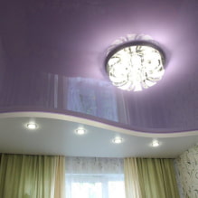 Two-color stretch ceilings: types, combinations, design, forms of adhesions in two colors, photo in the interior-3