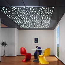 Suspended ceilings: types, materials, forms, design, color, lighting, photos in the interior-5