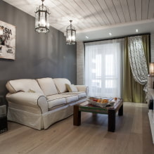 Fa mennyezet: típusok, design, szín, világítás, példák loft stílusban, minimalizmus, klasszikus, Provence-5
