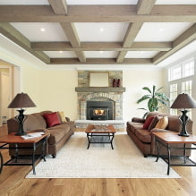 Coffered ceiling: types (wood, plasterboard, polyurethane), shape, design, color, lighting-1
