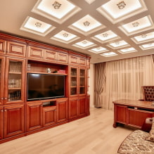Coffered ceiling: types (wood, plasterboard, polyurethane), shape, design, color, lighting-7