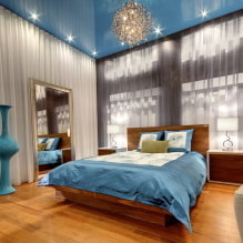 Blaue Decken im Innenraum: Fotos, Ansichten, Design, Beleuchtung, Kombination mit anderen Farben, Wände, Vorhänge-5