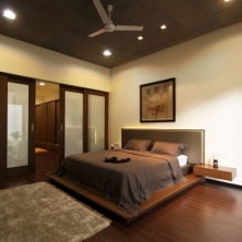 Brown ceiling: design, types (stretch, plasterboard, etc.), combinations, lighting-0