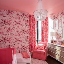Pink ceiling: types (stretch, plasterboard, etc.), shades, combinations, lighting-3
