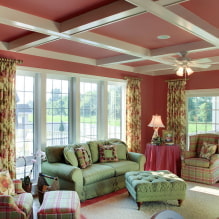 Pink ceiling: types (stretch, plasterboard, etc.), shades, combinations, lighting-4