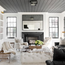 Graue Decke im Innenraum: Design, Ansichten (matt, glänzend, satiniert), Beleuchtung, Kombination mit Wänden-0