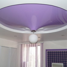 เพดาน Lilac: ประเภท (ยืด, แผ่นยิปซั่ม, ฯลฯ ), การรวมกัน, การออกแบบ, แสง-3