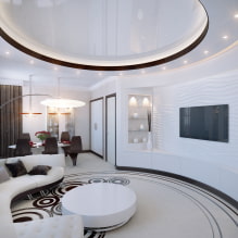 Shaped ceiling: design, types (stretch, plasterboard, etc.), geometric, curvilinear shapes-3