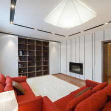 Deckendekoration im Wohnzimmer: Arten von Strukturen, Formen, Farbe und Design, Beleuchtungsideen-1