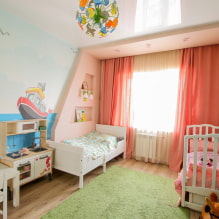 Tips for choosing a ceiling in a children's room: types, color, design and drawings, curly shapes, lighting-3