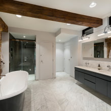 Ceiling in the bathroom: types of finishes by material, design, color, design, lighting-2