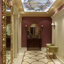 Ceiling in the corridor: types, color, design, figured structures in the hallway, lighting-5