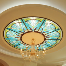 Stained-glass ceilings: types of structures, forms, drawings, stained-glass windows with illumination-8