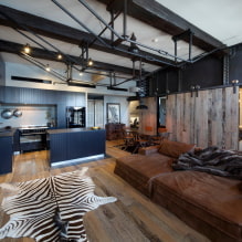 Loft-style ceiling: types, color, decor options, lighting, examples in the interior-1