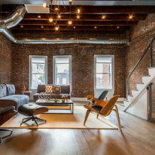 Loft-style ceiling: types, color, decor options, lighting, examples in the interior-7
