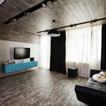Loft-style ceiling: types, color, decor options, lighting, examples in the interior-8