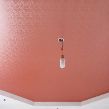 ฝ้าเพดานแบบมีพื้นผิว: เลียนแบบไม้ ปูนปลาสเตอร์ ผ้า กระจก คอนกรีต หนัง ผ้าไหม ฯลฯ-11