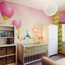 Fali dekoráció a gyermekszobában: anyagfajták, szín, dekoráció, fotó a belső térben-2