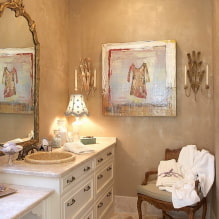 Decorative plaster in the bathroom: types, color, design, finishing options (walls, ceiling) -6