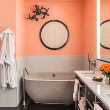 Декоративни малтер у купатилу: врсте, боја, дизајн, опције завршне обраде (зидови, плафон) -7