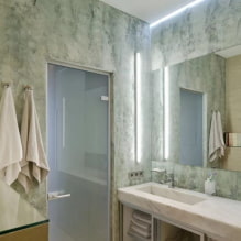 Decorative plaster in the bathroom: types, color, design, finishing options (walls, ceiling) -8