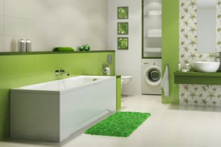 Zöld színű fürdőszoba kialakítás