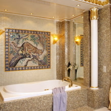 Зидна декорација у купатилу: врсте, могућности дизајна, боје, примери декора-2
