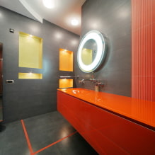 Fali dekoráció a fürdőszobában: típusok, tervezési lehetőségek, színek, dekorpéldák-7